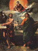 DOSSI, Dosso Madonna in Glory with SS.John the Baptist and john the Evangelist oil painting